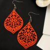 Handcrafted Buffalo Horn Teardrop Earrings Orange